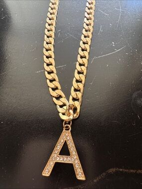 Gold Letter A Pendant Chain Necklace - Women Accessories